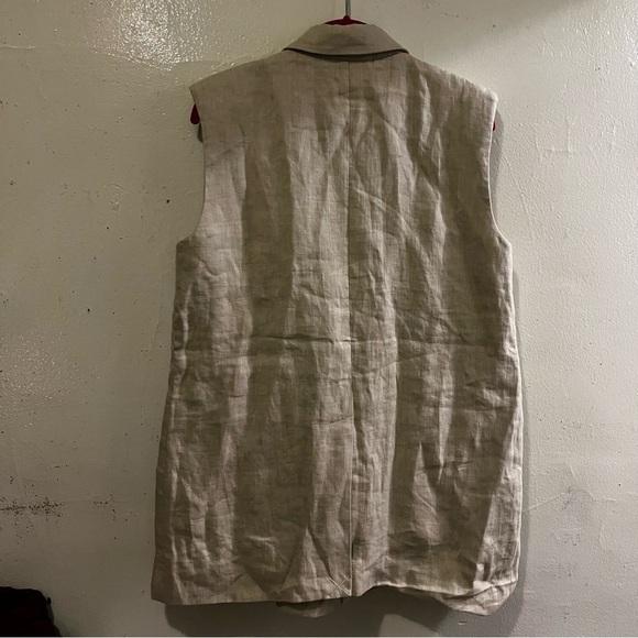 Co. Ivory Oatmeal Double Breasted Linen Tunic Vest OS - Picture 5 of 7